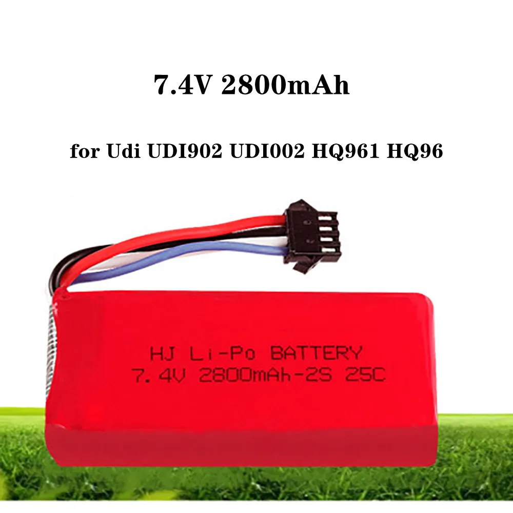 1 шт./лот 7,4 в 2800 мАч литий-полимерная батарея SM-4P Plug для Udi UDI902 UDI002 HQ961 HQ96 RC Boat, запасные части 2S 7,4 V 25C, батареи для радиоуправляемых игрушек Battery