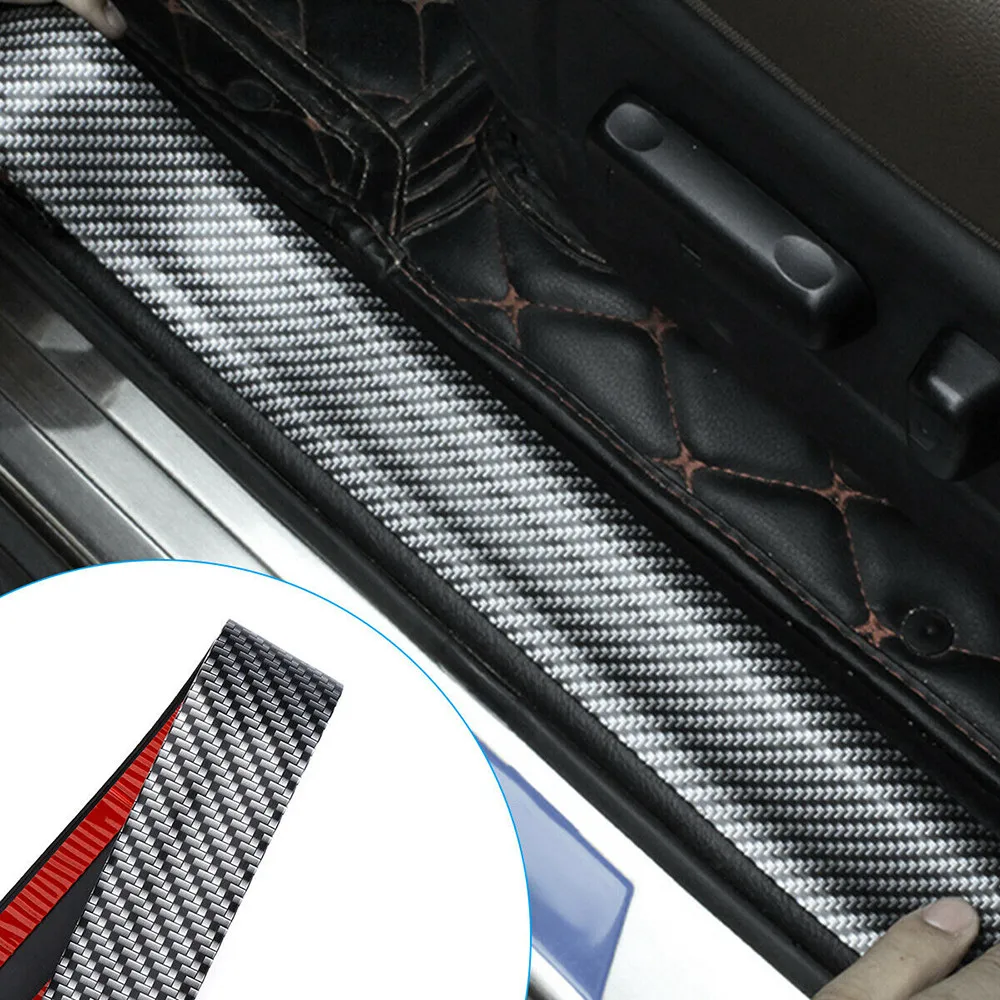 

1pc Car Sticker Carbon Fiber Rubber Edge Guard Strip Door Sill Protector 2M Body Cover