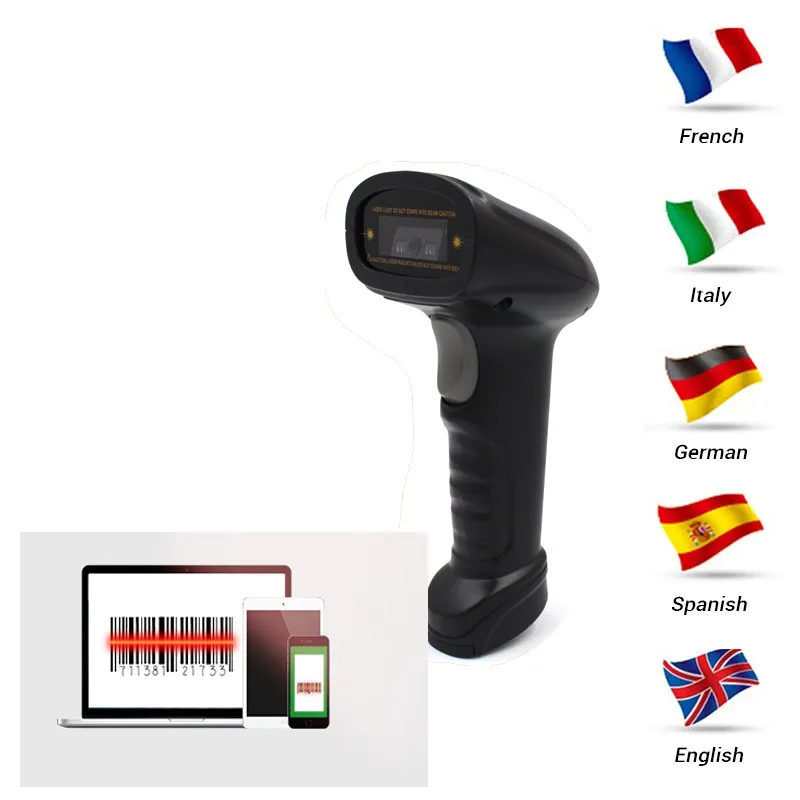 

Support scan screen 2500 dpi CCD 1D Barcode Scanner wired reader handheld USB Cable for Supermarket for POS Plug and play