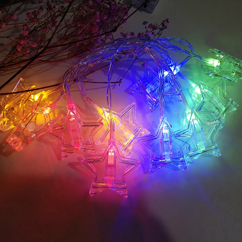 Five-pointed Star Photo Card Clip Decoration LED String Light 10/20/30/50LED Stars Decorative Clamp Fairy | Лампы и освещение