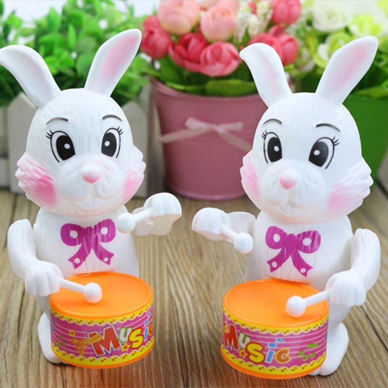 

1pc Newest Cartton Rabbit Drumming Clockwork Wind-Up Toys For Children Funny Game Educational Baby Birthday Surprises Gifts