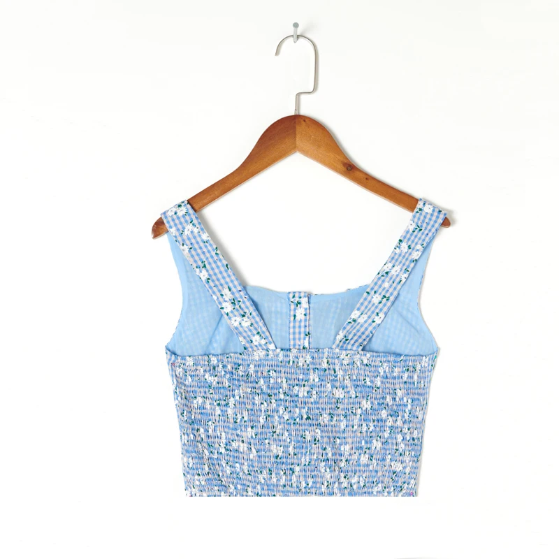 

Summer women's casual flower print single-breasted slim camisole