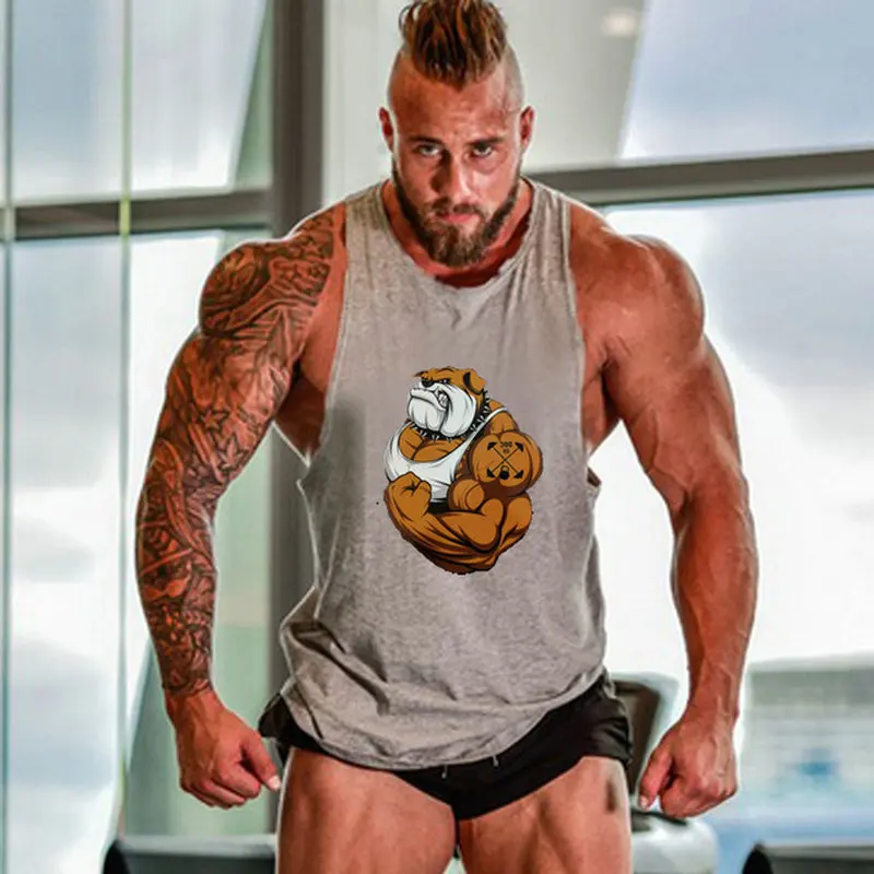 Майка мужская с принтом черепа для фитнеса и тяжелой атлетики хлопковая майка