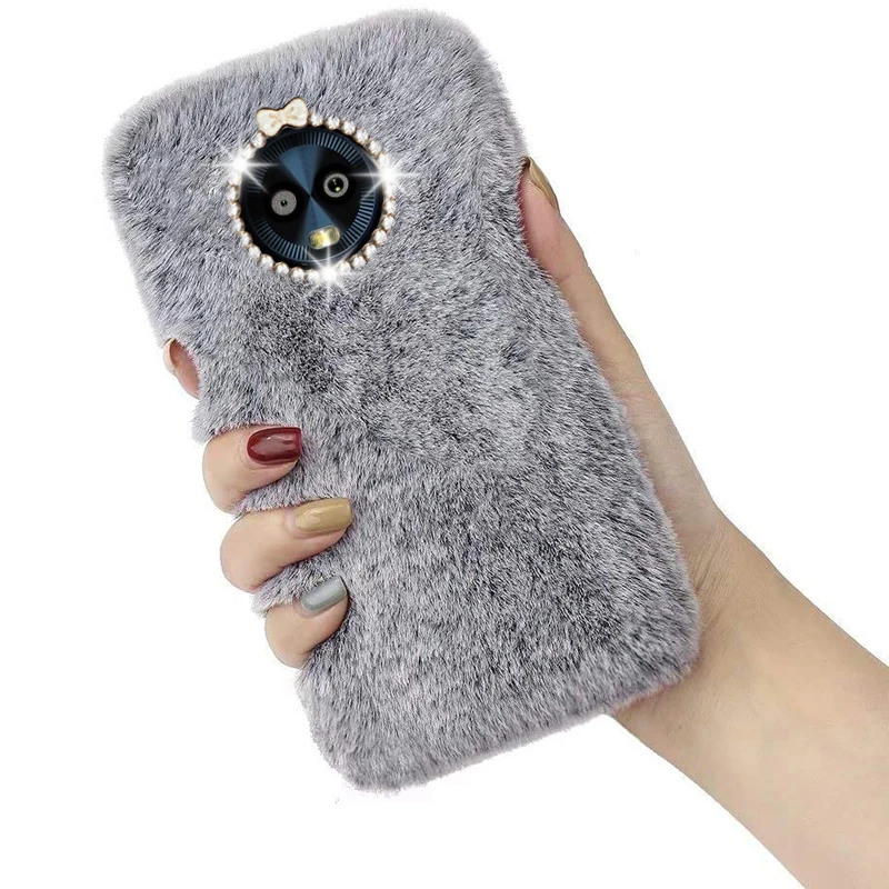 Мягкий чехол из кроличьего меха для Motorola Moto G9 E4 Plus G100 G60S G6 G5 G5S G4 Z4 Play One Fusion Macro Hyper Zoom