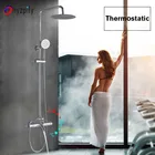 Термостатический смеситель для душа, хромированный, для ванны, 8 дюймов, 10 дюймов, термостатический, с двумя ручками, кран для горячей и холодной воды излив на ванну душ