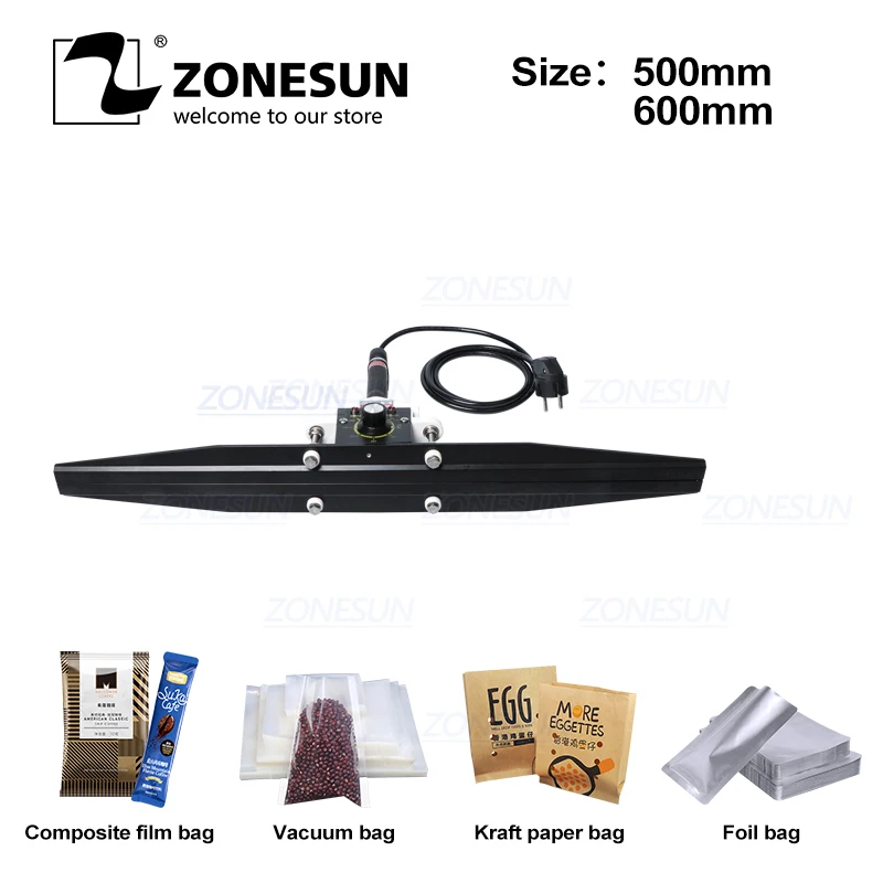 

ZONESUN прямые тепловые клещи импульсная Уплотнительная Машина ручной Электрический композитный алюминиевая фольга крафт-бумага упаковщик