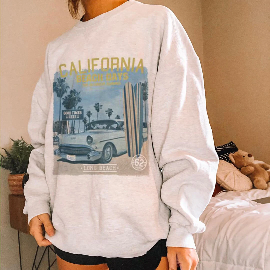 

2021Autumn Long Sleeve Casual Sport Pullovers America Vintage Letter Pattern New Design Whtie Sweatshirt Women Girl Oversized BF