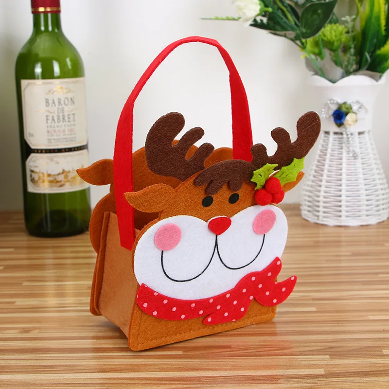 New Merry Christmas Gift Bags Apple Candy Bag Santa Claus Snowman Elk Home Party Furniture Decor To Children Kids 20x13cm | Дом и сад