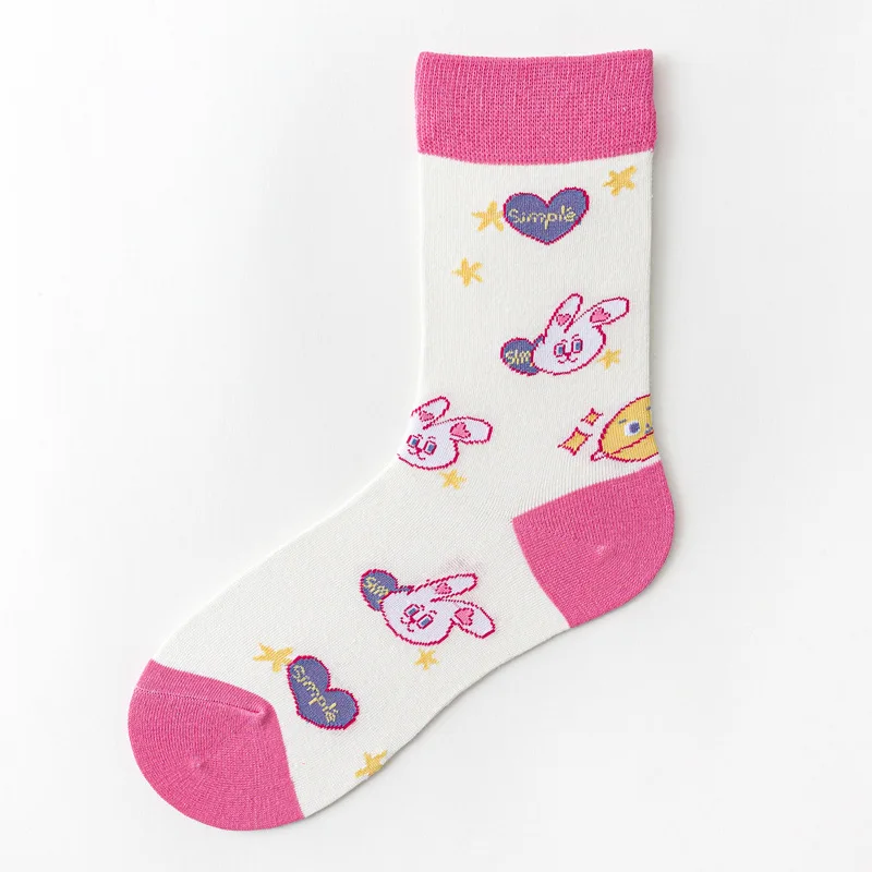

Pink Breathable Cotton Kawaii Mid Tube Socks Spring Summer Women Socks Cute Harajuku Socks 1Pair Japanese Korea Style Cotton