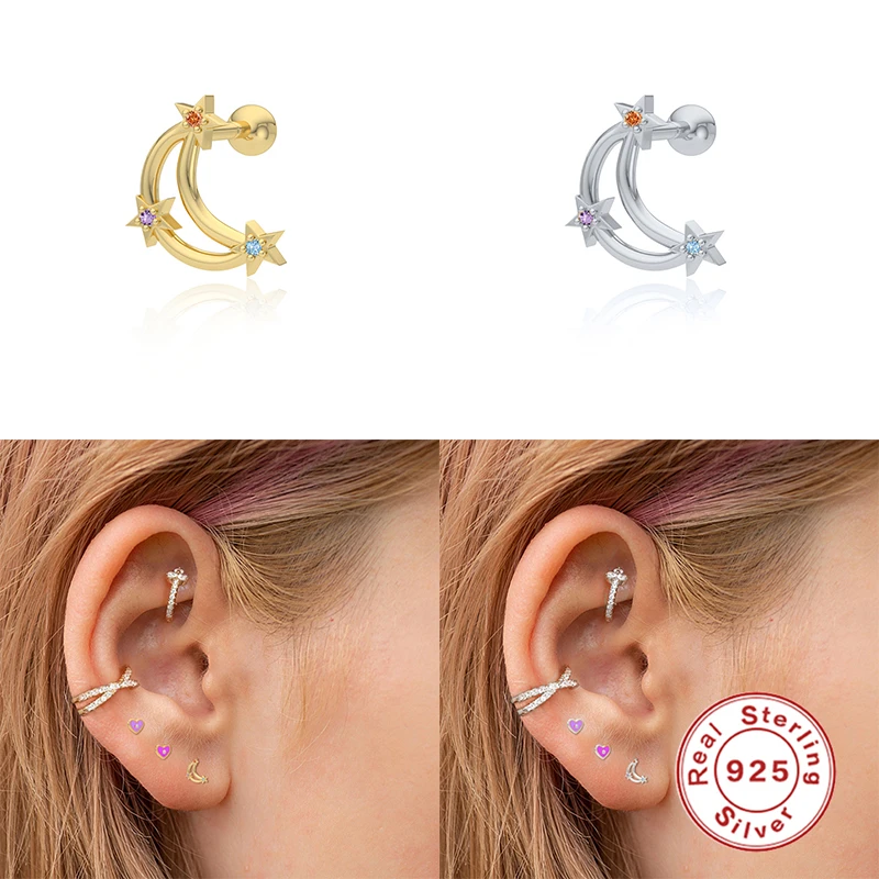 

Aide Heart Eyes Earrings for Women Girls Stud Earrings 925 Sterling Silver Small Cartilage Piercing 2021 Trend bijoux femme