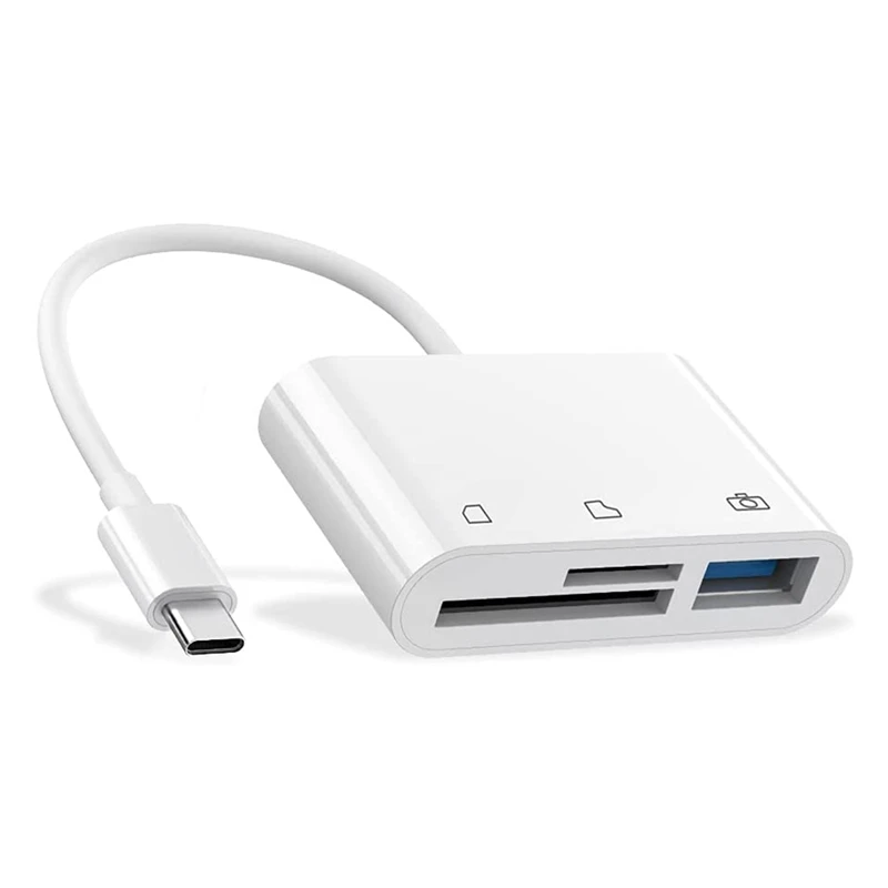 

USB C к Micro-SD TF кардридер, 3-в-1 USB кардридер адаптер для камеры для Galaxy S10/S9 и других устройств USB C