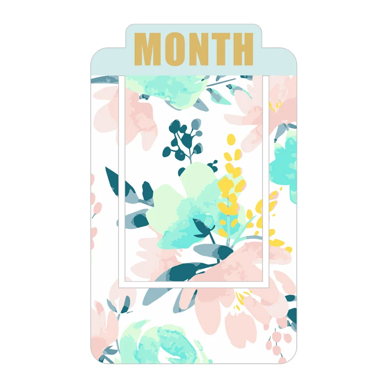 flower month Pomtheon ПВХ покрытый пластик Bookmarks для книг сегодня Неделя Месяц указатели книги аксессуары для планировщика канцелярские принадлежности - Цвет: flower month
