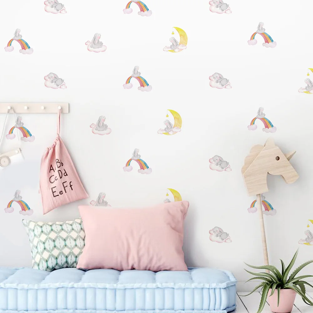 

1/3/5/10/20set Cartoon Rabbit Wall Stickers for Princess Room Decorative Girls room Nursery Wall Decoration Sticker Home Decor