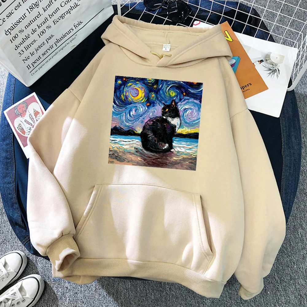 

Art Drawing Cute Cat Print Hoodies Fashion Warm Sweatshirt Mens Funny Cool Streetwear Pullovers Fleece Loose Tracksuit For Male