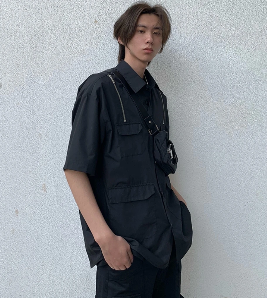 

S-6XL 2021 New Men Women's Clothing Show Three dimensional Cutting Multi Pocket Deconstruction Shirt Plus Size Stage Costumes