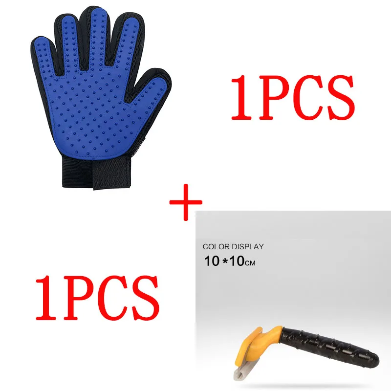 Yellow L and Glove Расческа для удаления волос для домашних собак, расческа для ухода за кошками, инструмент для стрижки волос, нержавеющая расческа для собак и кошек - Цвет: Yellow L and Glove