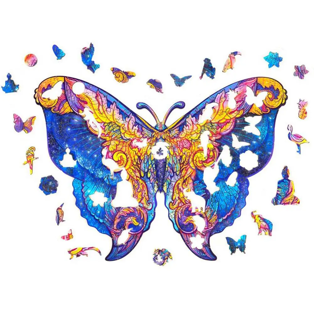 Уникальные деревянные пазлы с животными таинственные красочные бабочки 3D