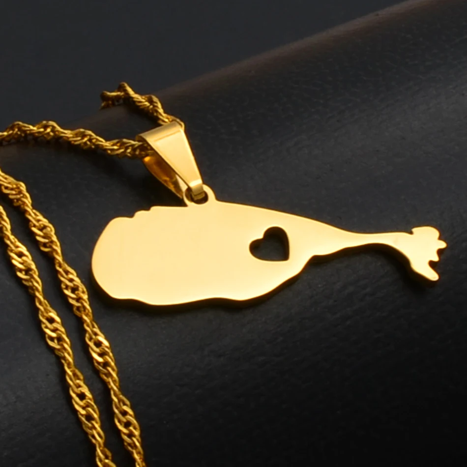 Ожерелье с подвеской в виде карты аннийо Федерации св. КИТС И невирас золотистые