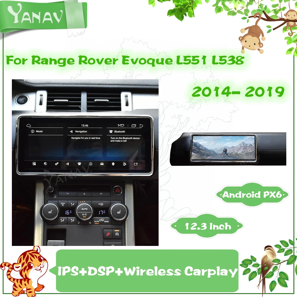 

Автомагнитола 12,3 дюйма, Android, для Land Rover Evoque L538 L551 2014- 2019, GPS-навигация, магнитофон, мультимедийный плеер для Carplay