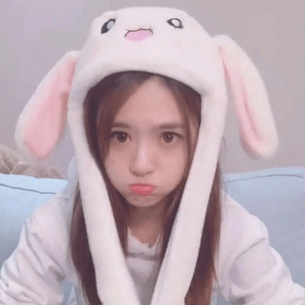 Шапки для прыжков с ушками животных для девочек, детские теплые плюшевые зимние шапки с кроликом, Детские милые пушистые шапки с заячьими ушками, забавные шапки с подушкой безопасности 15