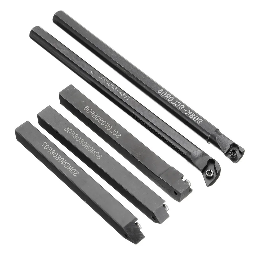 5pcs 8mm Shank Indexable Lathe Turning Tool Holder with CCMT060204 DCMT070204 Carbide Inserts for CNC Machine New Arrival | Инструменты