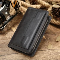 mva clutch male genuine leather wallets with coin pocket man clutch bag leather wallet men long phone wallet clamp bag for money