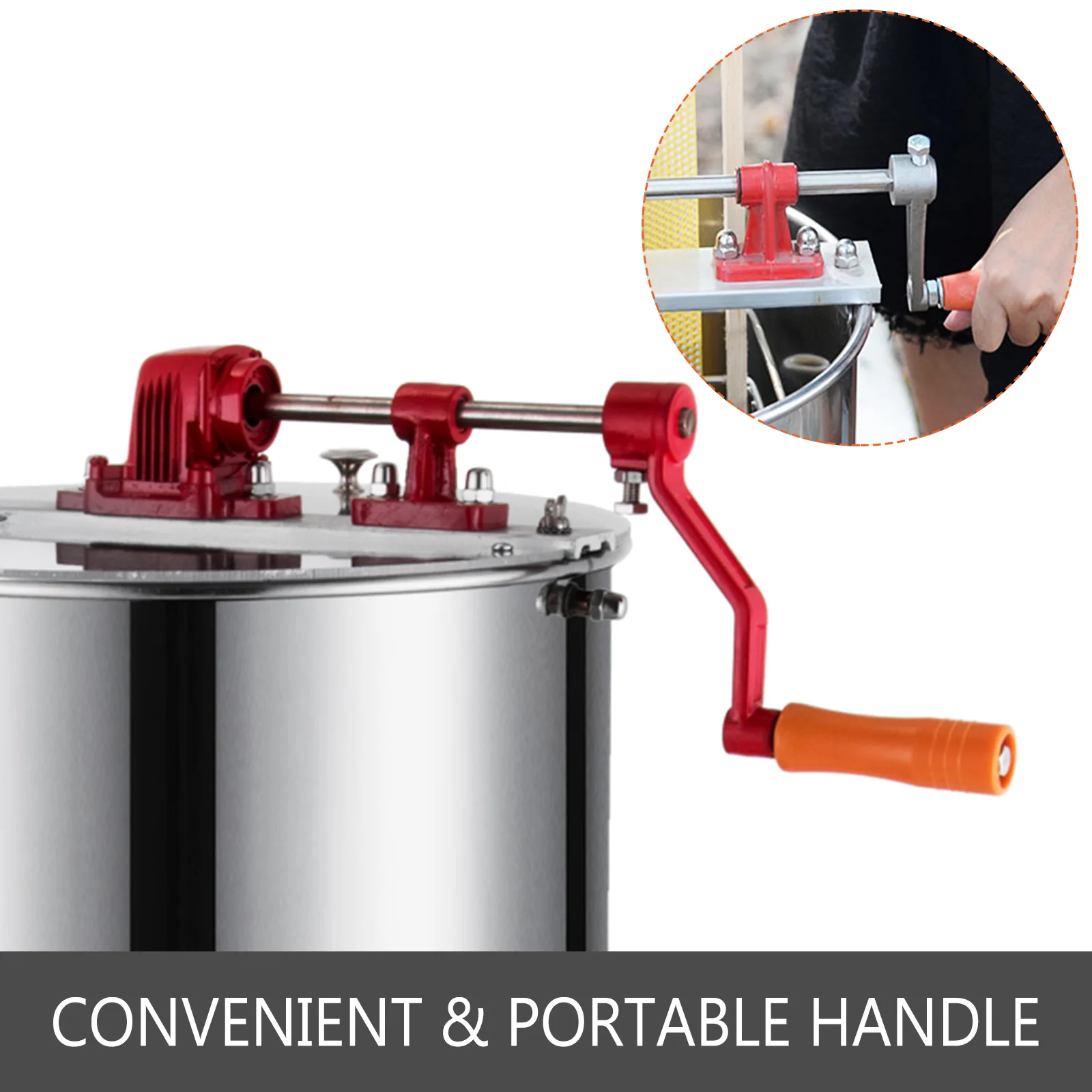 VEVOR-Extractor Manual de miel, herramienta de equipo de apicultura, 2, 3 y 4 marcos, girador de panal de acero inoxidable, manivela, centrifugadora de miel de abeja-5