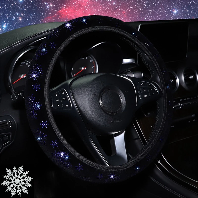 

Car Steering Wheel Protective Cover 37-38cm Rhinestone Crystal Diamond Decor Steering Wheel Case Interior Styling No Inner Ring