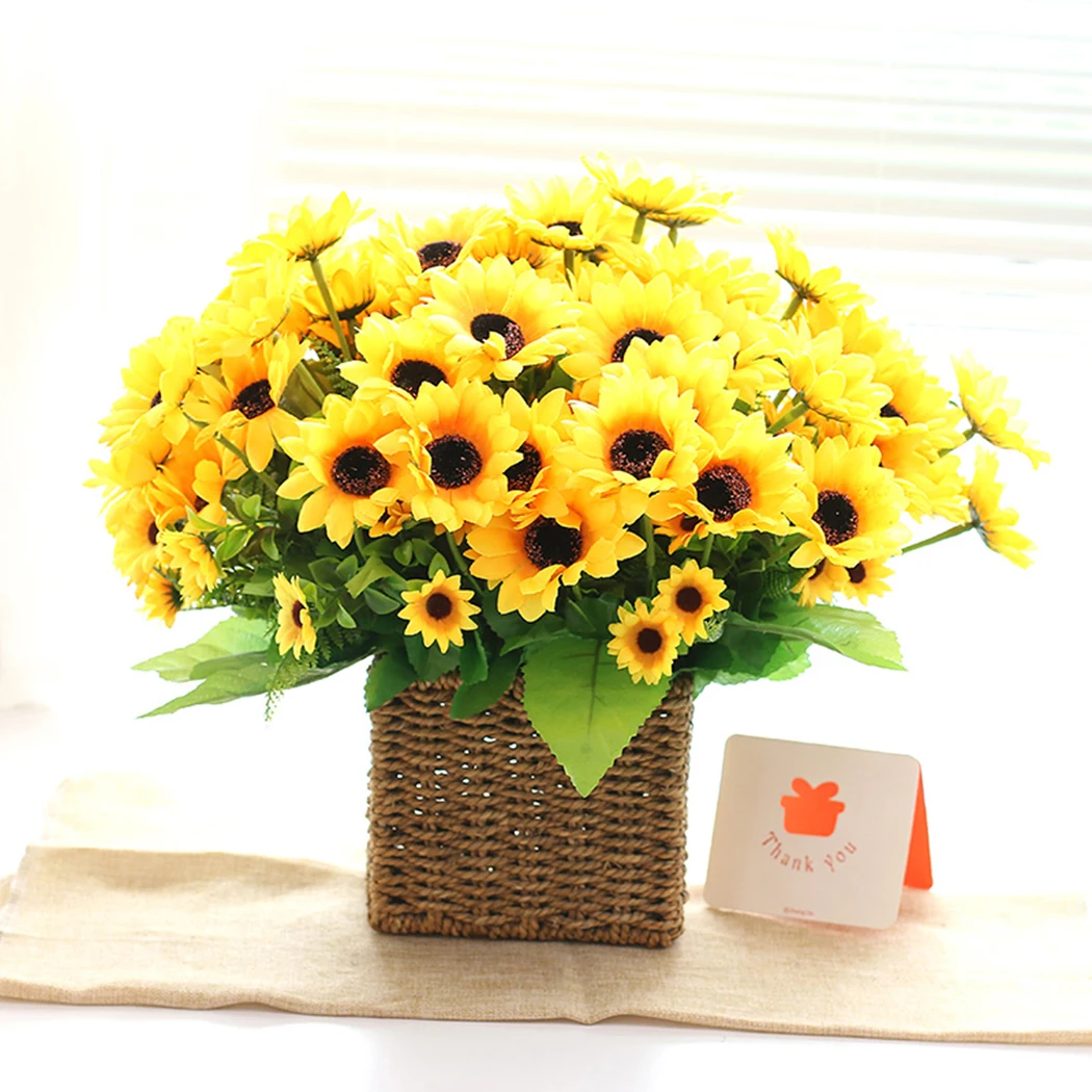 Искусственный подсолнух 7 головок реалистичный красивый Шелковый Подсолнух