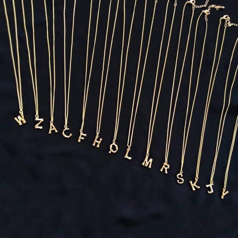 

Retro matte metal simple letter pendant, Korean fashion ladies necklace clavicle chain, 2020 new jewelry