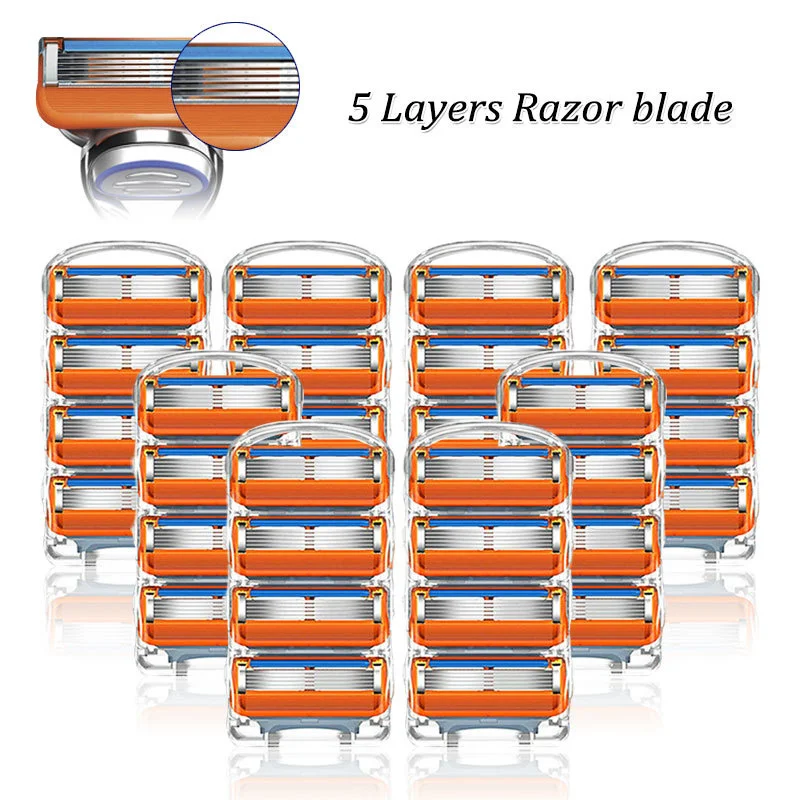 

Shaving Razor Blades For Gillette Fusion 5 Holder Replacement Heads Face Shaver Cassettes 5 Layers Stainless Steel Blade For Men