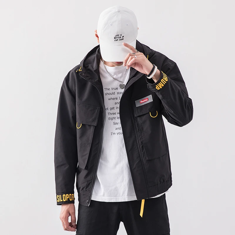 

ZhuZunZhe 2021 модная мужская Молодежная Повседневная куртка с капюшоном с несколькими карманами, однотонные карманы популярны и удобны