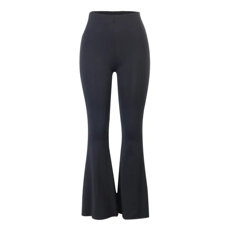 

High Waist Skinny Flare Pants All-Match Y2k Black Solid Ruched Back Femme Spring Indie New Slim Fit Stretchy Trousers Women 2021