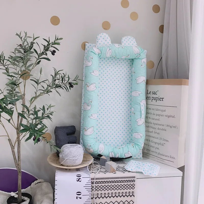 

Baby Nest Bed Portable Crib Travel Infant Toddler Cotton Cradle for Newborn Bed Bassinet Bumper Bedding Set with Pillow