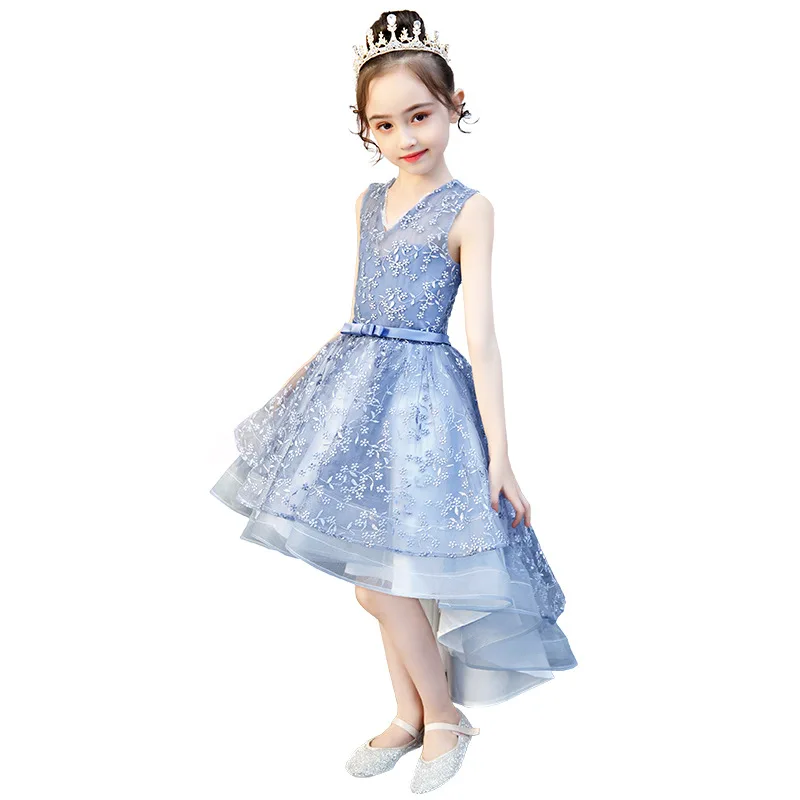 Bule Flower Girl Dresses for Weddings It's Yiiya B048 Elegant High Low Length Kids First Communion Dress Girs Pageant Gowns | Свадьбы и