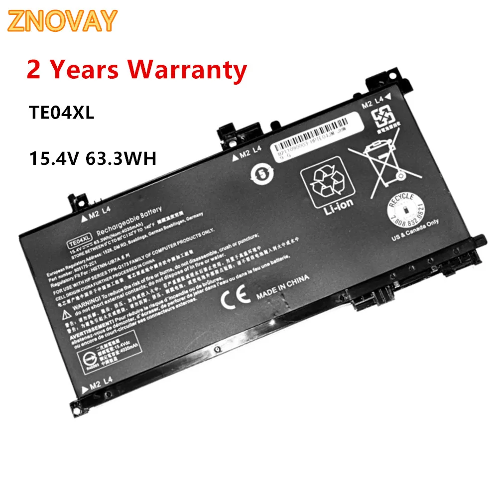 ZNOVAY TE04XL Laptop Battery For HP OMEN 15-AX200 15- AX218TX 15-AX210TX 15-AX235NF 15-AX202N 15-BC200 HSTNN-DB7T 15.4V 63.3WH