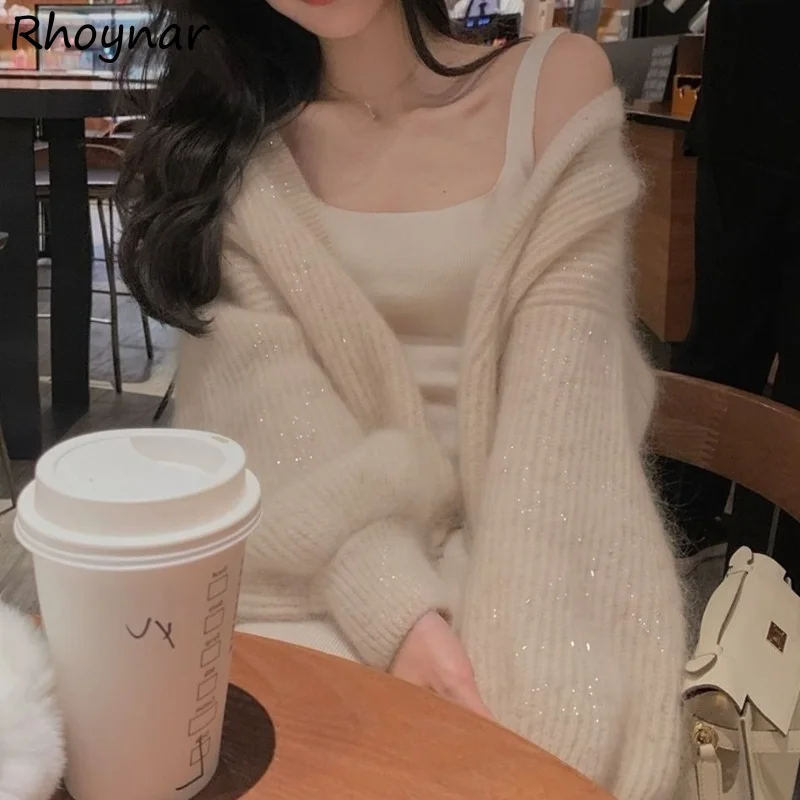 

Cardigan Women Trendy Solid Elegant V-Neck Hot Sale Leisure All-match Newest Lazy Style Ulzzang Preppy Popular Basic Teens Cozy