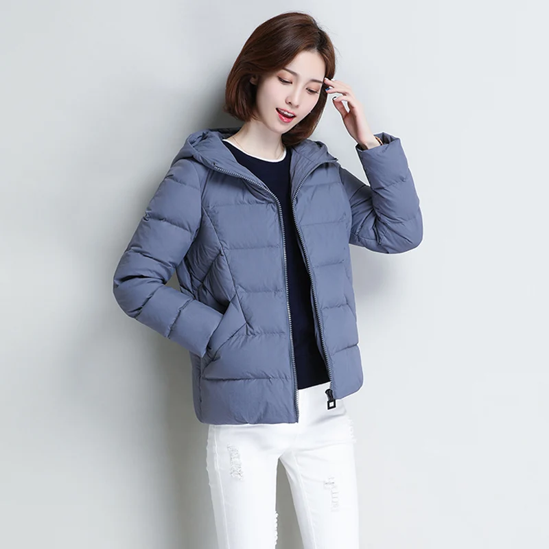 XXXL Осень и зима Женская мода с капюшоном 90% белый утиный пух пальто для женщин