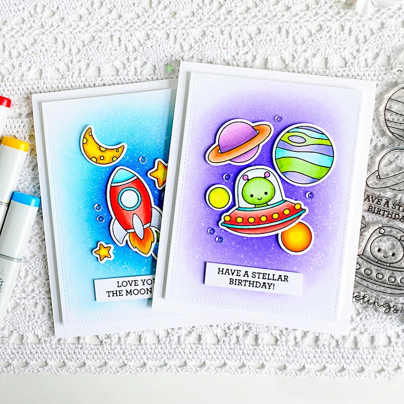 

Reunion Rockets and Aliens Metal Cutting Dies and Stamps Stencil for DIY Scrapbooking Photo Album Embossing Decorative Craft Die