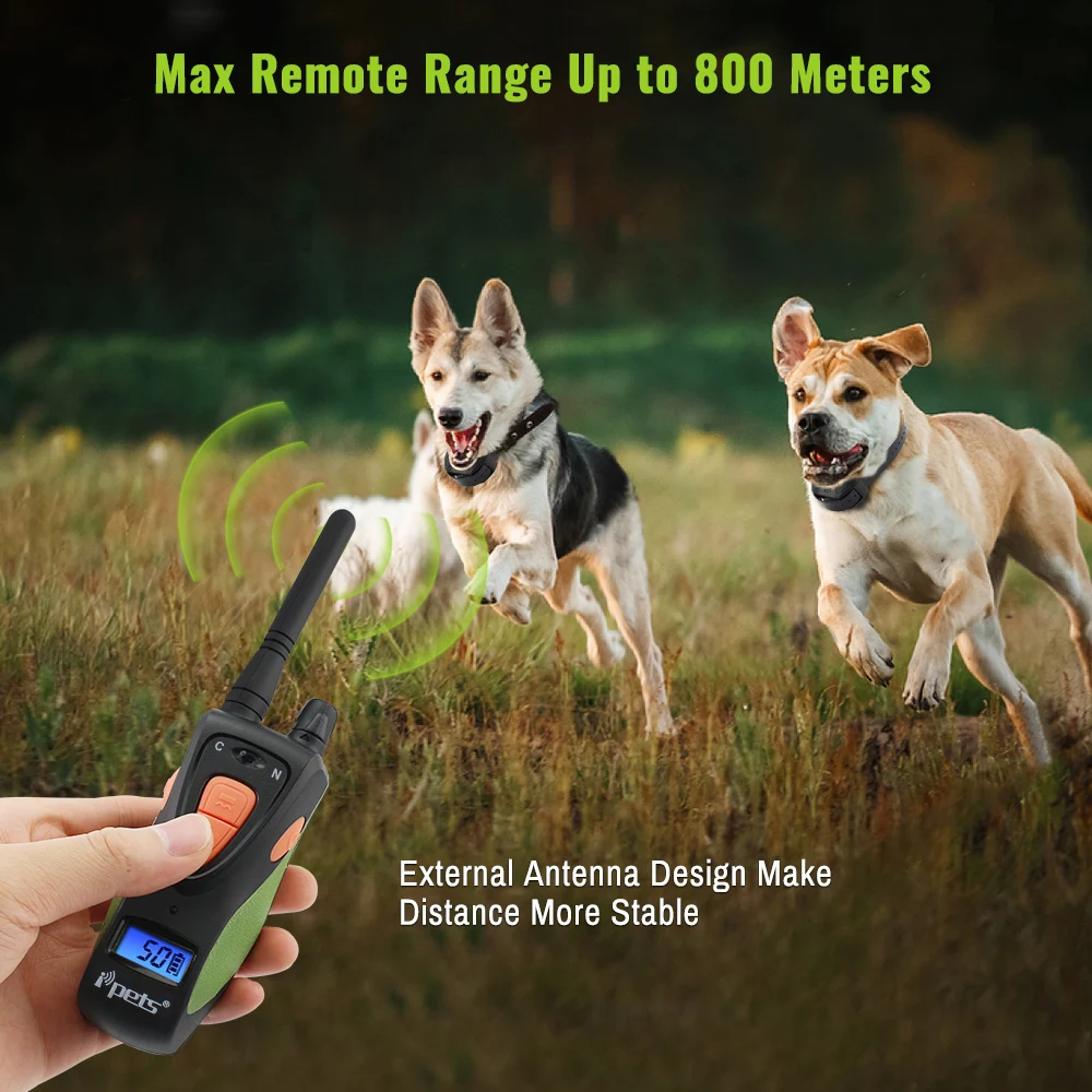 Перезаряжаемый водонепроницаемый ошейник для дрессировки собак Ipets 617 1 800 м лв с
