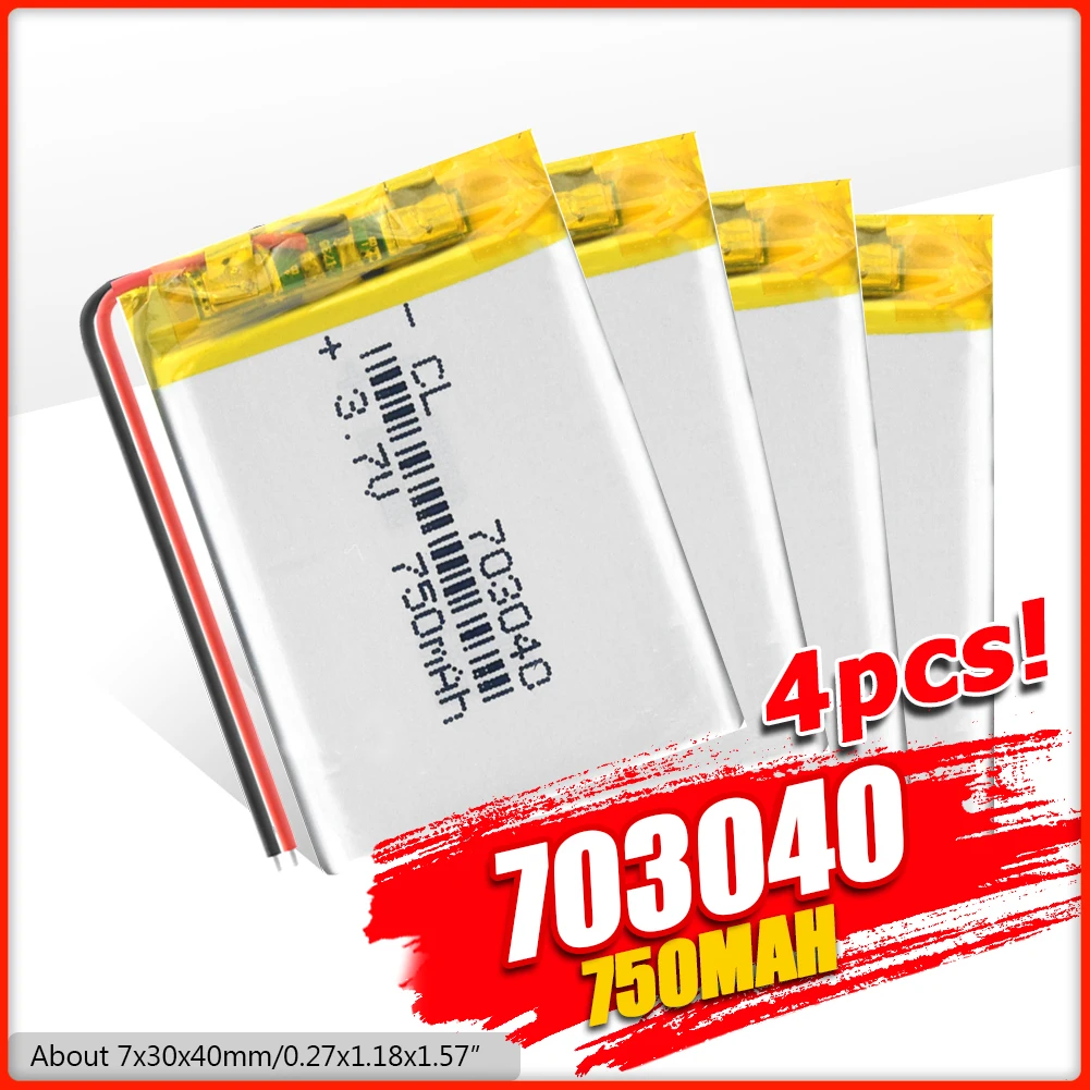 Аккумуляторная батарея 750mAh Lipo 703040 литий-полимерная сменная cells для Светодиодный