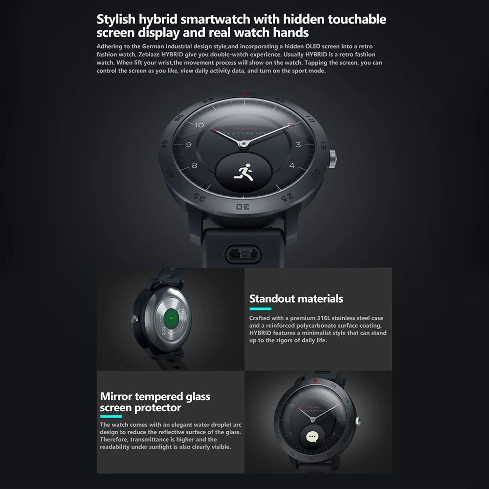 Zeblaze HYBRID 2 Смарт-часы, пульсометр, кровяное давление, отслеживание сна, наручные часы, умный таймер, спортивные водонепроницаемые мужские Смарт-часы