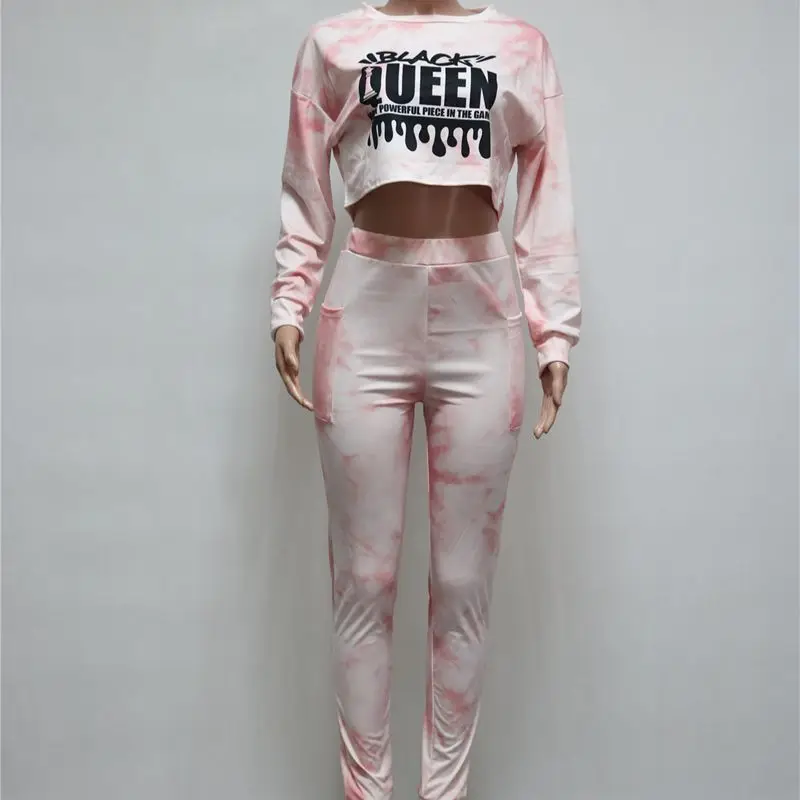 

ZKYZWX Gradient Women Two Piece Set Tracksuits Letter Print Full Seleeve Tops Fashion Joggers Skinny Sweatsuit Suit Outfits