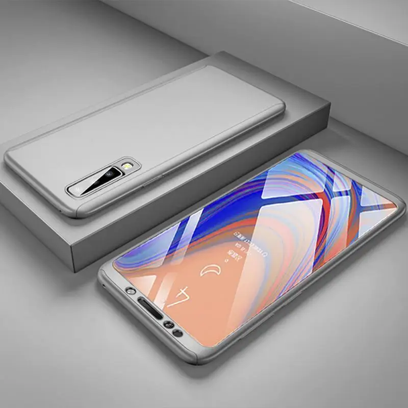 Серебристый 360 Полное покрытие чехол для samsung Galaxy A70 A60 A50 A40 A30 A20 A20E A10 Защита Чехол для samsung Note10 S8 S9 S10 плюс Чехол - Цвет: Серебристый