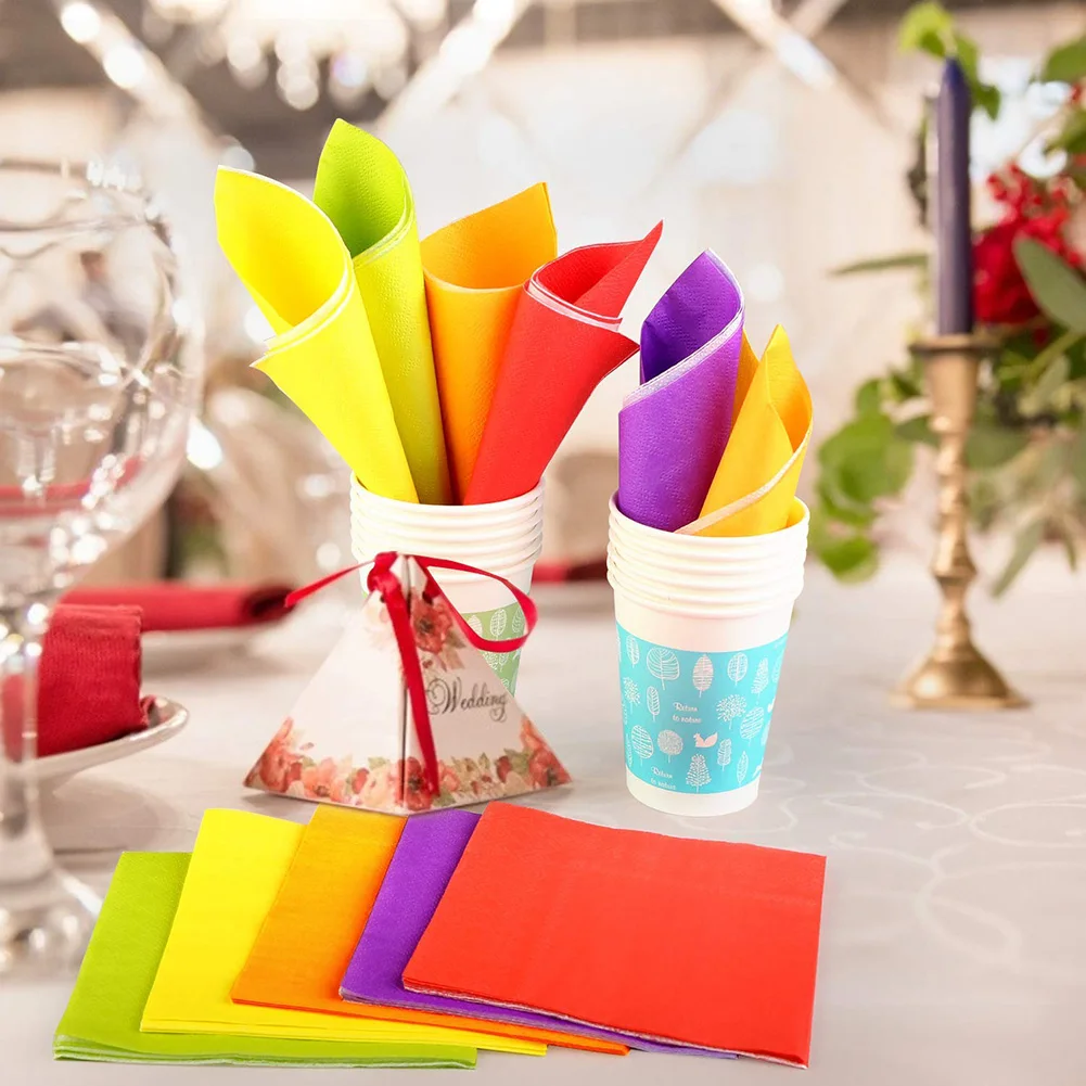 200 шт. сплошной Цвет бумажного венчания столовые салфетки для декупажа печатных