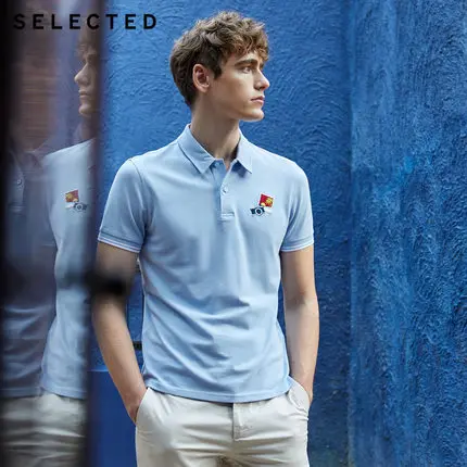 Мужская футболка поло с коротким рукавом и отложным воротником вышивкой лето