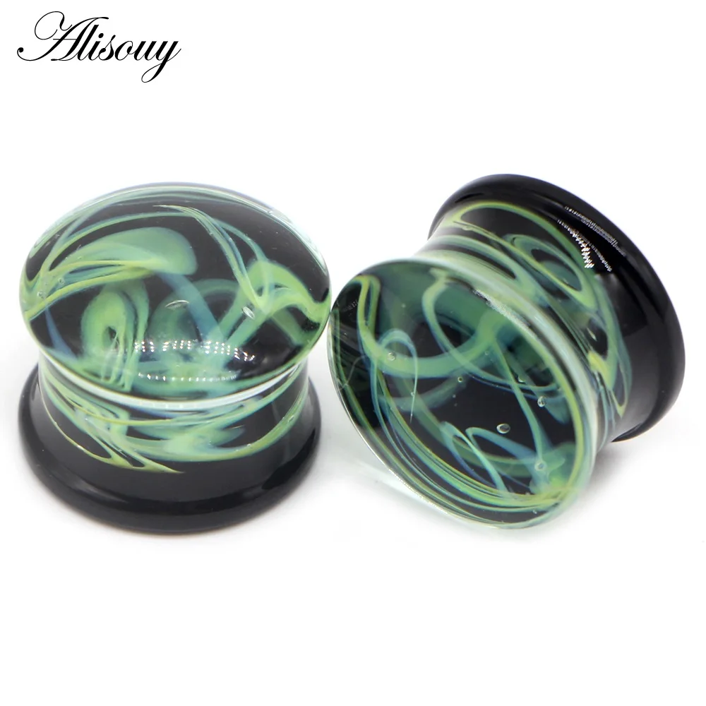 EM0918C Green Alisouy 2 шт. Бутылочки для эфирных масел туннели для ушей расширители тоннели для ушей модный подарок для женщин и мужчин пирсинг ювелирные изделия для тела 6-16 мм - Окраска металла: EM0918C Green