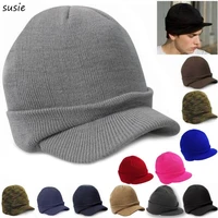 men women winter knit baggy beanie oversize fashion hat visor cap
