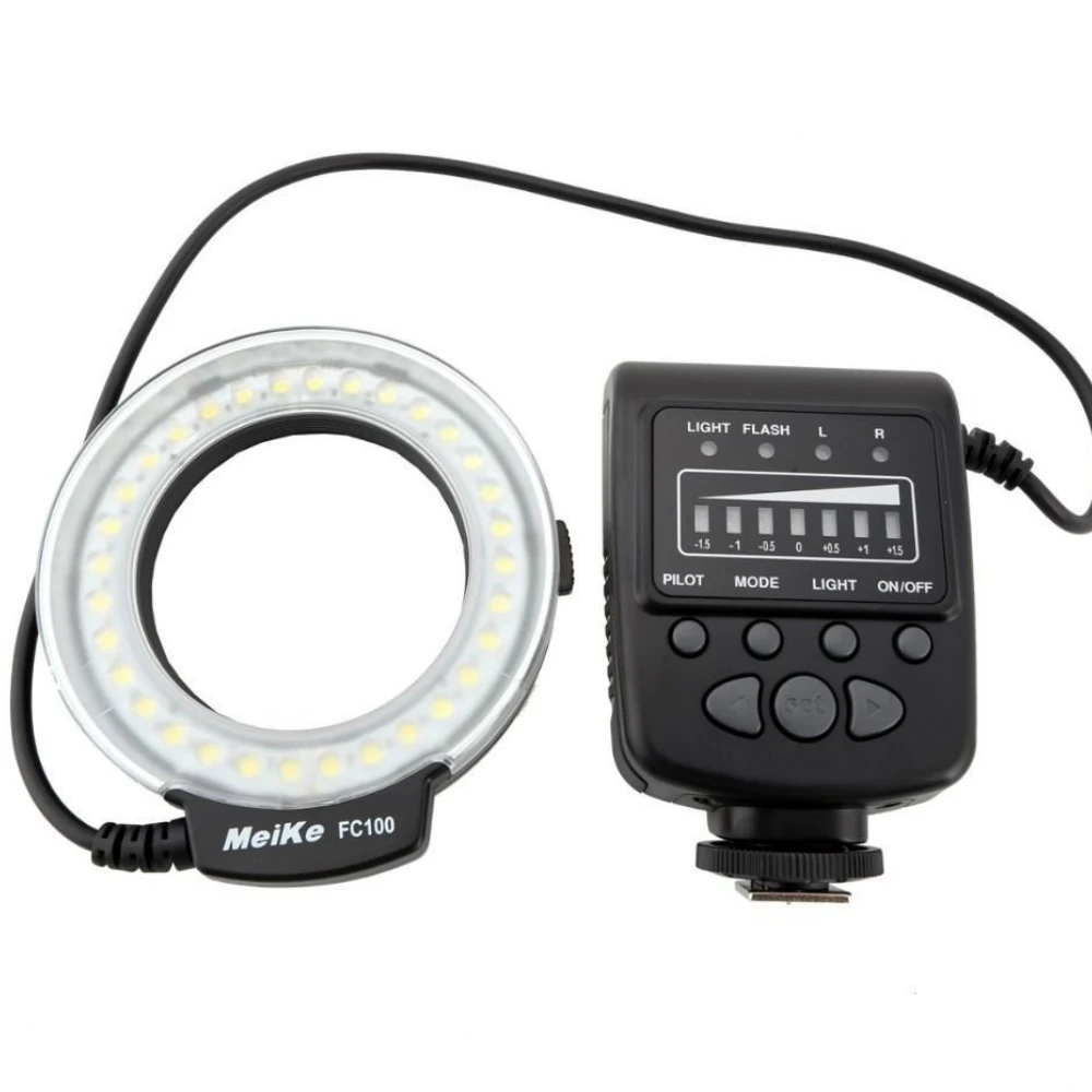 Meike FC-100 Manual LED Macro Ring Flash Light with 7 Adapter For Nikon D200 D3100 Canon EOS 70D 60D T4i T3i 6D DSLR Camara |