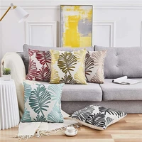 1pcs nordic plant pattern 45x45cm linen pillow case green leaves throw cushion cover modern car sofa home decorative pillowcase